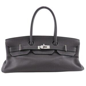HERMES Shoulder Birkin 42 Tote Bag Gray / Silver Hardware Taurillon Clemen